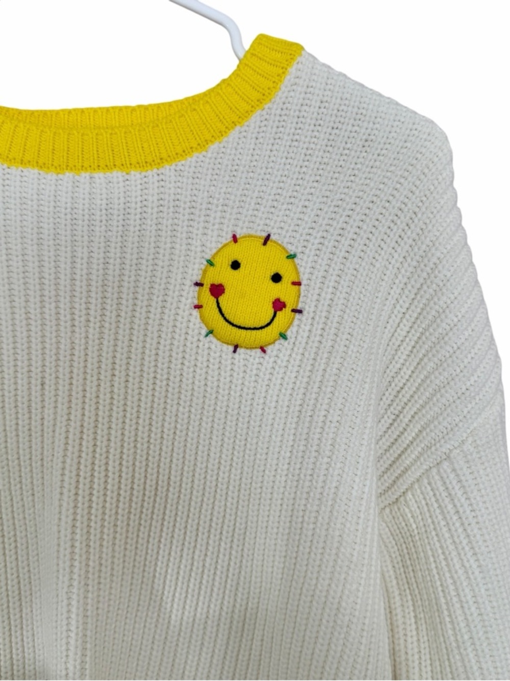 Kerri Rosenthal Smiley Face Cropped Sweater Size Small Cotton Knit - Picture 4 of 9